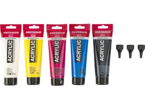 Acrylverf Primair 120 Ml, 5 Tubes + 3 Tuiten