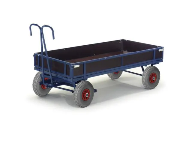 Handtrekwagen 4 Wielen 1000kg 1960x960mm Houten Wanden Luchtbanden