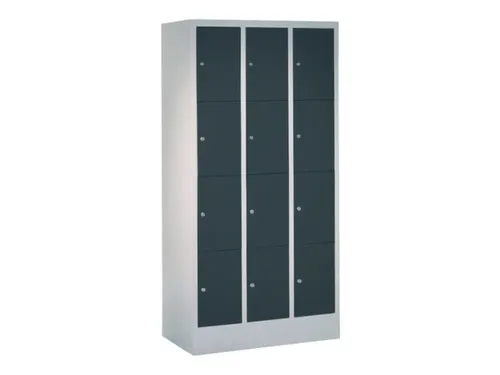 lockerkast,HxBxD 1850x900x500mm,3x4vakken,RAL7035,front RAL7016
