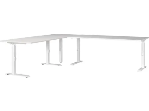 hoekbureau,in h. verstelb.,HxBxD 710-910x2600x2200mm,blad wit