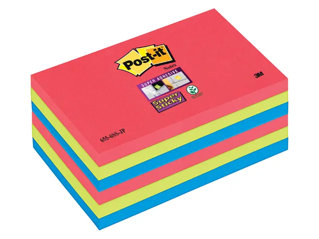 Memoblok Post-it 655-SSJP Super Sticky 76x127mm Bora Bora Assorti