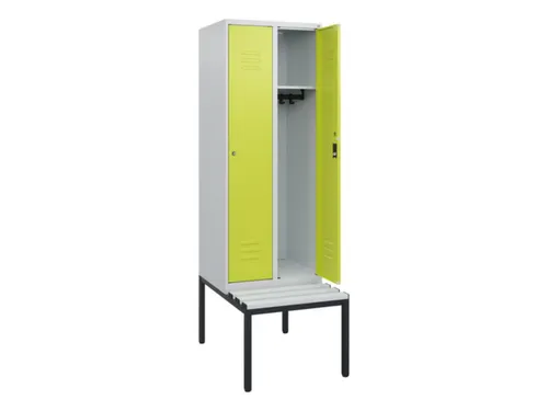 locker met bank,HxBxD 1950x600x815mm,2vak,vak B 300mm,cil.-slot