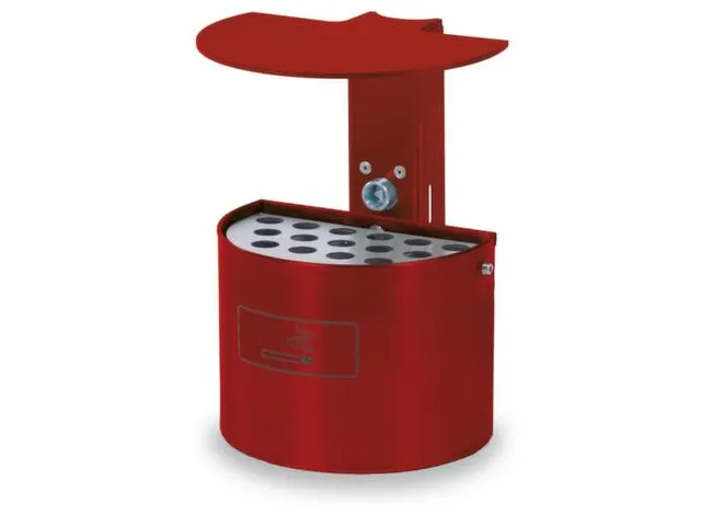 Asbak 2 liter 290x200mm Wandmontage Halfrond Rood