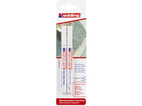 Viltstift edding 780 lakmarker rond 0.8mm blister à 2 stuks wit