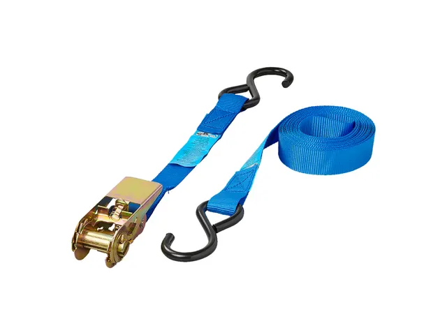 Spanband ProPlus ratel 5 meter met 2 haken blauw