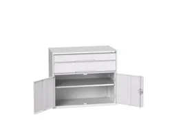 ladekast HxBxD 900x1050x550mm 2laden 2deuren RAL7035 front RAL7035
