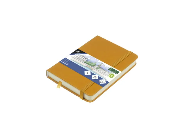 Carnet de croquis Kangaro A6 couverture rigide en PU jaune ocre avec 8