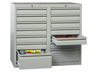 ladekast HxBxD 900x1000x500mm 14laden RAL7035 front RAL7035 - 3