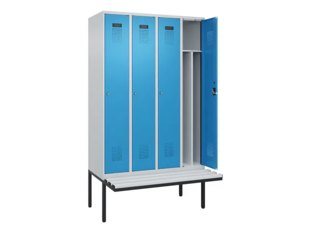 locker met bank,voor scheiding van kleding,HxBxD 2120x1200x815mm,4vak