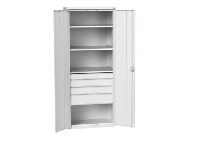 universele kast,HxBxD 2000x800x550mm,3xStalen bodem,4lade(n)