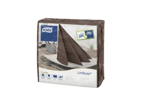 Linstyle Dinnerservet 39x39cm cocoa 1/4 vouw, ds 600 stk (12x5
