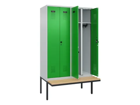 locker met bank,voor scheiding van kleding,HxBxD 2120x1200x815mm,4vak