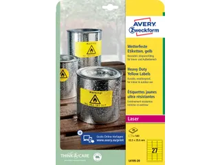 Avery Zweckform Ultra sterk etiket L6105-20 63.5x29.6mm Geel 540 stuks - 5