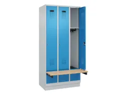 locker met bank,HxBxD 1950x900x815mm,3vak,vak B 300mm,cilinderslot