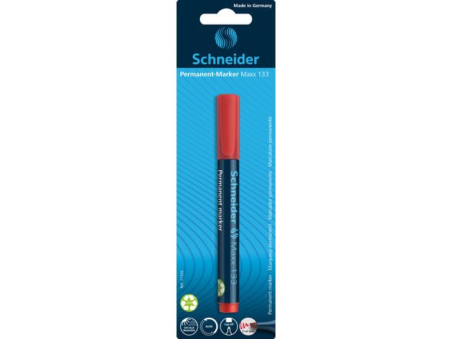 marker Schneider Maxx 133 permanent beitelpunt rood op blister | MarkeerstiftWinkel.nl