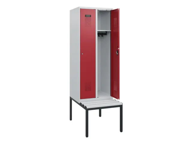 locker met bank,HxBxD 1950x600x815mm,2vak,vak B 300mm,cilinderslot