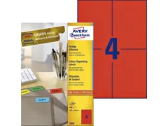 Gekleurde Etiketten Avery Zweckform 105x148mm A6 Rood 400 stuks