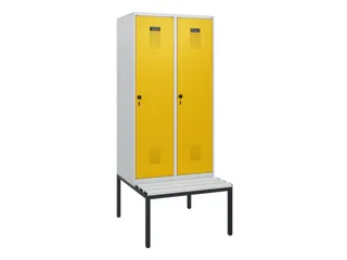 locker met bank,HxBxD 1950x800x815mm,2vak,vak B 400mm,draaigrendel - 2