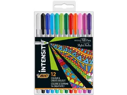 Fineliner Bic Intensity medium assorti pak à 12 stuks