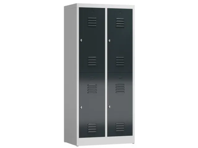 Dubbeldekse garderobekast 1800x800x500mm 2x2vak 400mm RAL7035 RAL7016