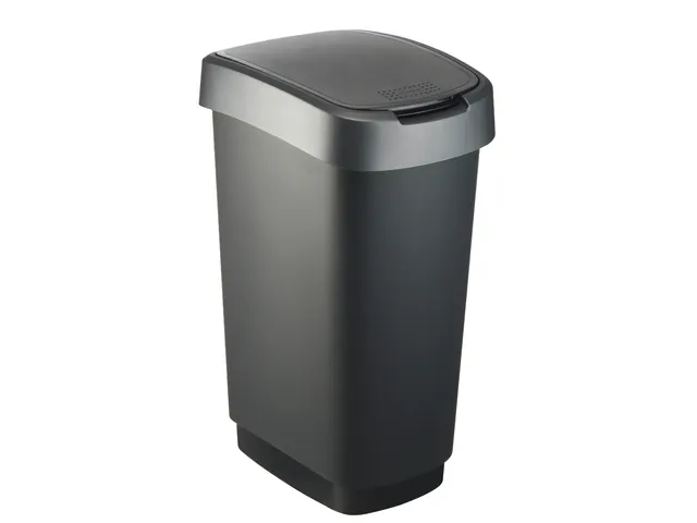 Afvalbak Twist 50 liter Zwart Zilver
