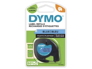 Labeltape Dymo Letratag 91205 Plastic 12mm Zwart Op Blauw - 1