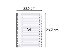Bedrukte tabbladen Karton geplastificeerde tabs 20-delig 1-20 A4 Wit