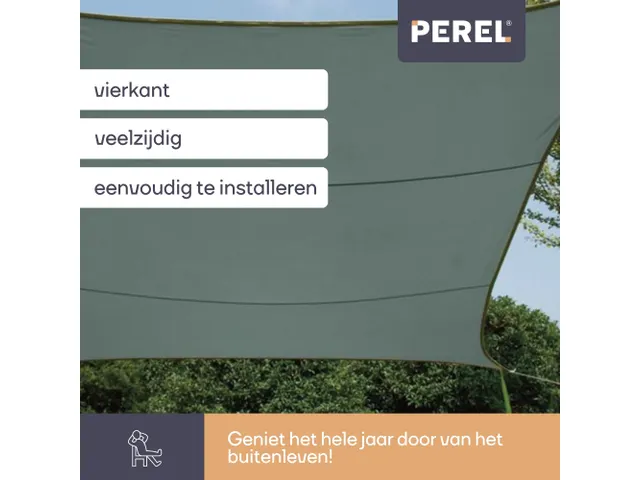 Zonnezeil Vierkant 5x5m Groengrijs