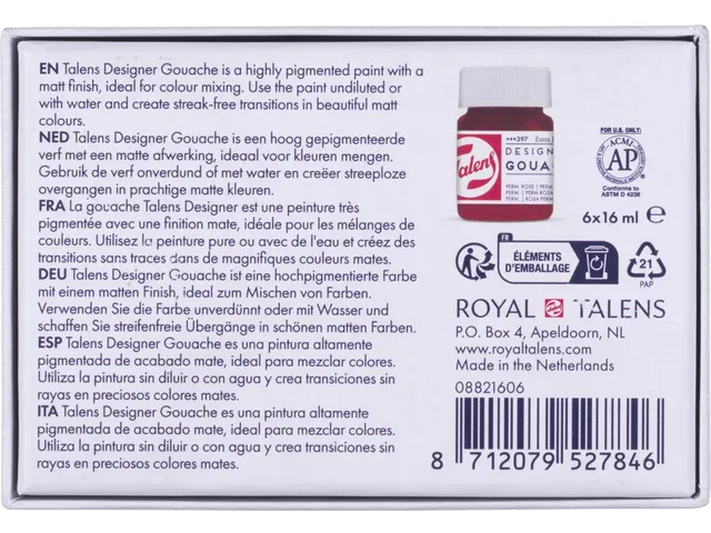 gouache Extra Fine, flacon de 16 ml, set de 6 flacons en couleurs prim