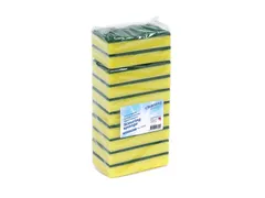 Schuurspons Cleaninq 140x90x28mm geel/groen 10 stuks
