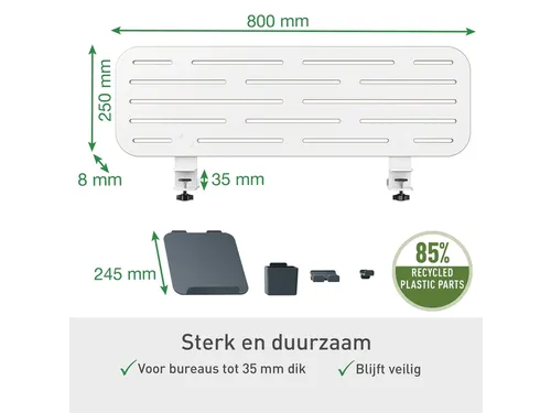 Leitz Ergo Bureau Ophangbord met laptophouder, 80x25 cm