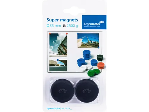 Magneet Legamaster 35mm super 2500gr zwart 2 stuks