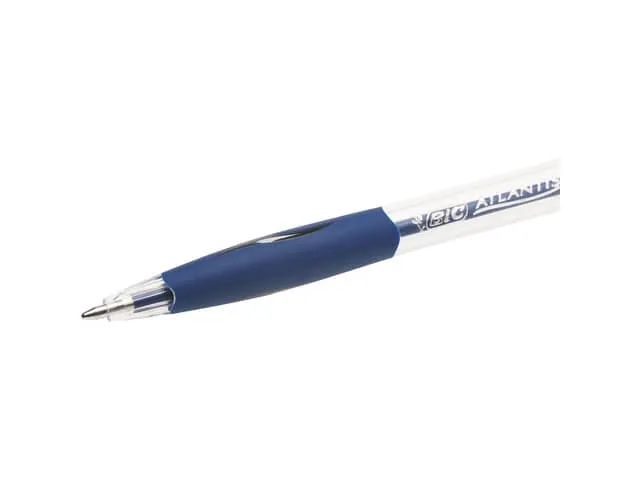 Balpen Bic Atlantis classic grip clic medium blauw 30+6 Gratis
