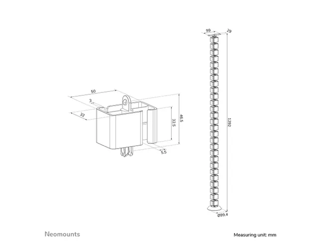 Neomounts ADS06-130WH Kabelgeleider - modulaire segmenten - schroefbev