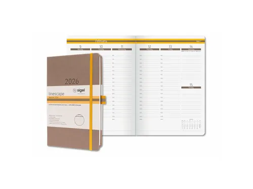 Weekagenda Linescape A5 2026 (EN) bruin Hardcover verticale indeling