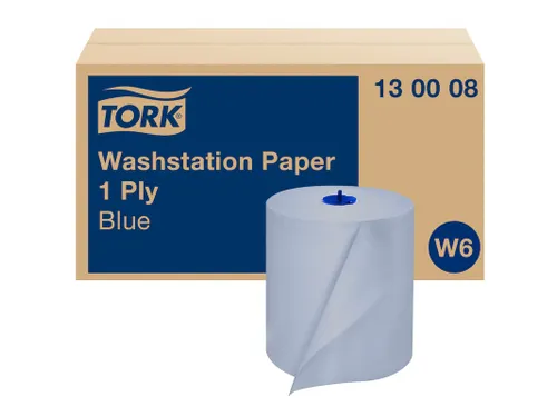 Tork Wasstation Poetspapier 1-laags 250m/19,5cm blauw 6rol/doos