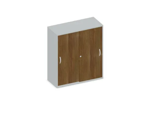 Schuifdeurkast 1150x1000x430mm Romp Lichtgrijs Decor Front Noten