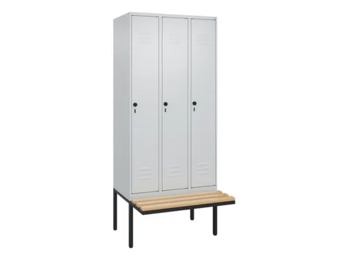 locker met bank,HxBxD 2120x900x815mm,3vak,vak B 300mm,draaigrendel