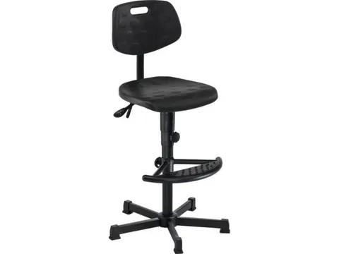 Werkplaatsstoel,standaardzitting zwart,PU-schuim