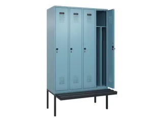 locker met bank,voor scheiding van kleding,HxBxD 2120x1200x815mm,4vak - 1