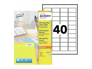 laseretiket Avery 45,7x25,4mm wit 100 vel 40 etiketten per vel - 1