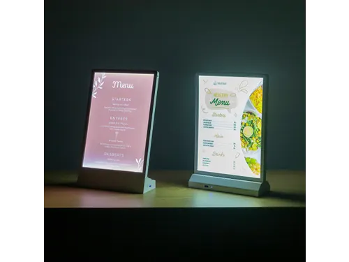 Verlichte Tafelstandaard T-Stand LED Dubbelzijdig DL 99x210mm Wit