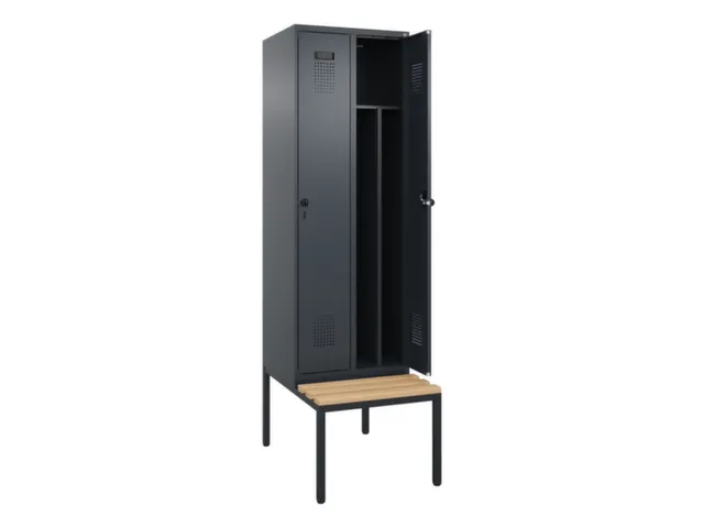 locker met bank,voor scheiding van kleding,HxBxD 2120x600x815mm,2vak