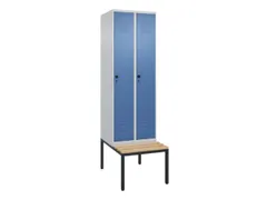 locker met bank,HxBxD 2120x600x815mm,2vak,vak B 300mm,draaigrendel