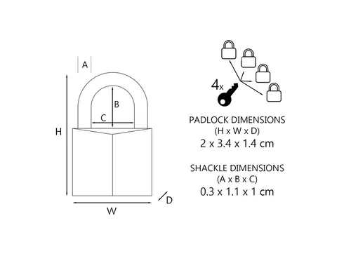 Hangslot MasterLock 4 assorti alu 20mm