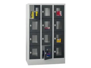 lockerkast,HxBxD 1518x900x500mm,3x4vakken,RAL7035,front RAL7016 - 2
