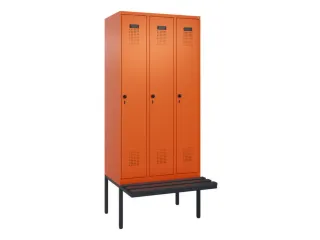 locker met bank,voor scheiding van kleding,HxBxD 2120x900x815mm,3vak - 2