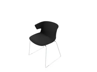 Bezoekersstoel Kunststof Kuip Zwart Sledepoten Aluminium - 1