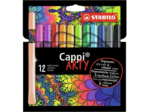 Viltstift STABILO Cappi 168/12 Arty medium assorti etui à 12 stuks