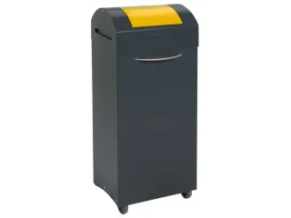 Afvalbak 75 Liter 840x380x320mm Plaatstaal 2 Wielen Klep Geel - 2